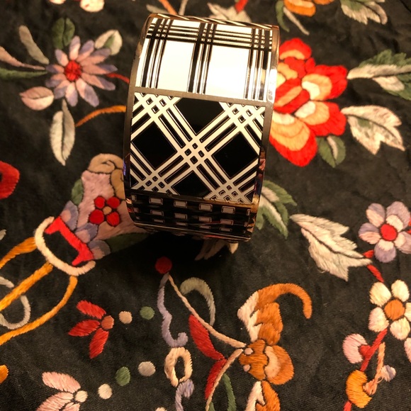 Gorgeous Coach Black Silver White Geometric Type Design Bangle Bracelet - Picture 3 of 7